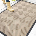 OLANLY Front Door Mat Outside Entrance 47x32, Absorbent, Heavy Duty Sturdy Natural Rubber Doormat Indoor Outdoor, Stain Fade Resistant, Non-Slip Low Profile Floor Mat for Entryway, Latte White Diamond