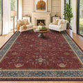 Hazo Haus Oriental 8x12 Large Area Rugs for Living Room - Burgundy Rug for Bedroom Under Bed, Dining Room Under Kitchen Table, Washable Soft Non Slip Unique Indoor Décor