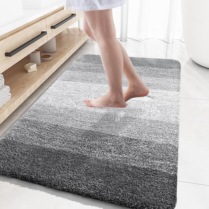 OLANLY Large Bathroom Rugs Mat 59x35, Extra Soft Absorbent Microfiber Bath Rugs, Rubber Backing, Quick Dry, Machine Washable Bath Mats for Bathroom Floor, Tub and Shower, Home Decor Accessories, Grey