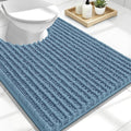 OLANLY Toilet Rugs U Shaped 24x20, Thick Soft and Absorbent Chenille Contour Bath Mat, Non-Slip Rubber Backing, Machine Washable Quick Dry Toilet Mat, Home Decor Accessories, Airy Blue