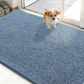 OLANLY Dog Door Mat for Muddy Paws 50x30, Absorbs Moisture and Dirt, Absorbent Non-Slip Washable Doormat, Quick Dry Chenille Mud Mat for Dogs, Entry Indoor Entryway Carpet for Inside Floor, Airy Blue
