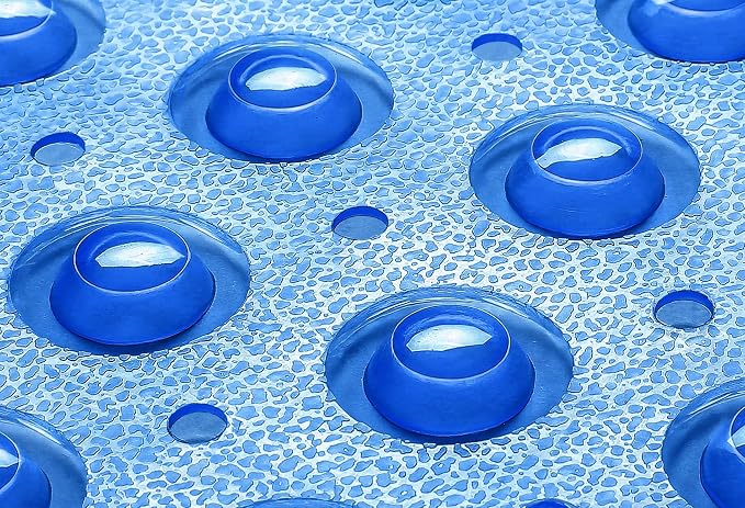Extra-Long Non-Slip Bathtub & Shower Mat 39”x16” (Smooth/Non-Textured Tubs Only) Safe, Clean, Machine-Washable, Superior Grip&Drainage, Vinyl, Transparent Blue