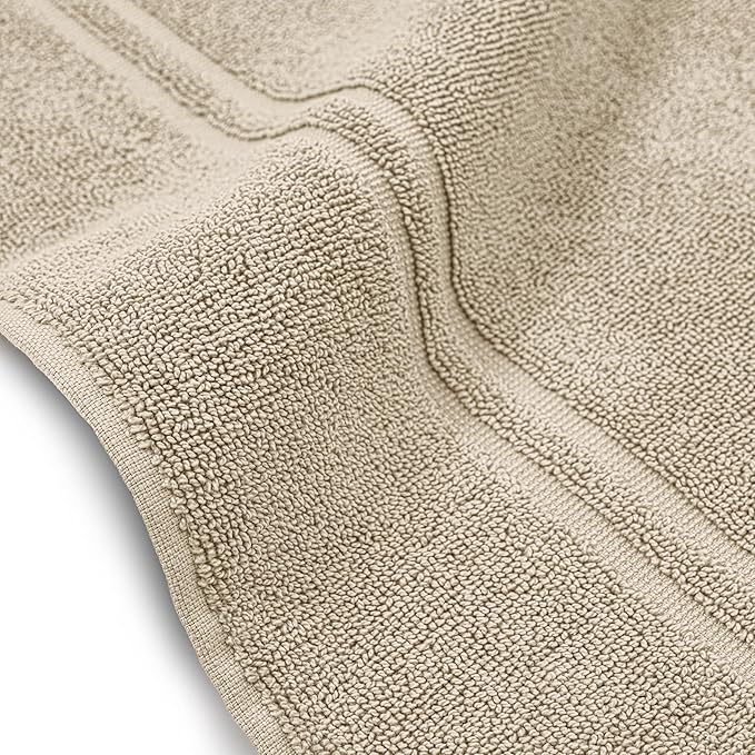 Tens Towels Pack of 2 Bath Mats 100% Cotton, 20 x 32 Inches, Super Absorbent, Hotel Quality Premium Floor Towels, Luxurious, Soft & Quick Dry, Not a Bathroom Rug, Beige
