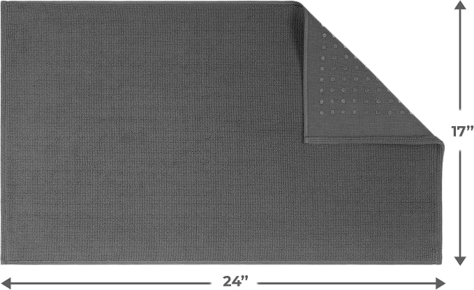 Cotton Paradise 100% Cotton Turkish Bathmat Rug, Soft Absorbent Quick Dry Non Slip, 17x24 Bathmat Rug, Dark Gray