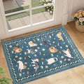 DUKINO 2x3 Entryway Rug, Washable Small Door Mat Indoor Entance Lightweight Area Rug with Non Slip, Low Pile & Non Shedding Animal Dog Throw Carpet for Kitchen, Bathroom, Bedroom, Kids Room, Blue