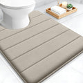OLANLY Memory Foam Toilet Rugs U Shaped 24x20, Super Soft Absorbent Contour Bath Rugs, Quick Dry, Machine Washable Toilet Mat, Bathmat Floor Carpet, Bathroom Home Decor Accessories, Warm Taupe