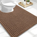 OLANLY Thick Toilet Rugs U-Shaped 24x20, Extra Soft Absorbent Shaggy Chenille Contour Bathroom Rugs for Toilet, Dry Quickly, Machine Washable, Non-Slip Bath Mat, Mocha