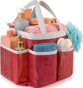 Handy Laundry Mesh Shower Caddy – 7 Pocket Portable Organizer Tote for Dorm, Gym, Travel & Bathroom – Quick Dry Collapsible Bag for College Essentials, Toiletries & Cleaning Supplies (Pink)