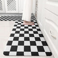 Black Checkered Grid Checkerboard Kitchen Rug Sets [2 PCs], Anti-Fatigue, Waterproof Non-Slip Kitchen Mats Heavy Duty Ergonomic Comfort Foam Rug for Floor, Home, Laundry,17"x29"+17"x47"