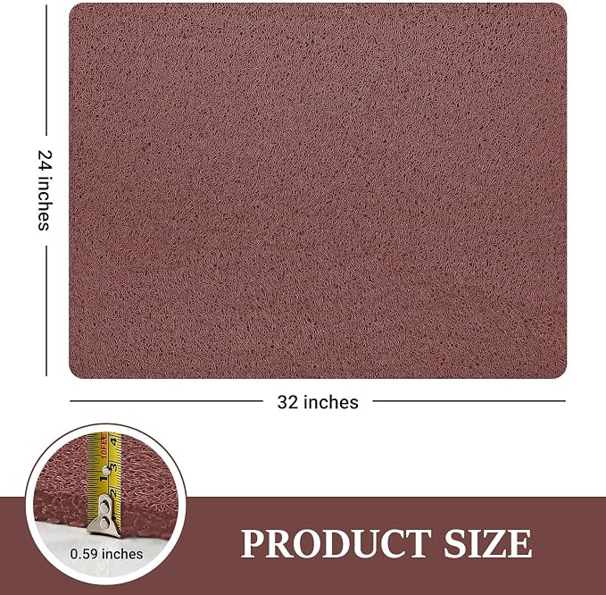 LuxStep Shower Mat Bathtub Mat,24x32 inch, Non-Slip Bath Mat with Drain, Quick Drying PVC Loofah Bathmat for Tub,Shower,Bathroom,Reddish Brown