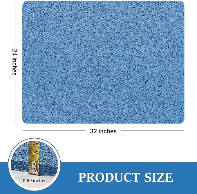 LuxStep Shower Mat Bathtub Mat,24x32 inch, Non-Slip Bath Mat with Drain, Quick Drying PVC Loofah Bathmat for Tub,Shower,Bathroom (Lake Blue)