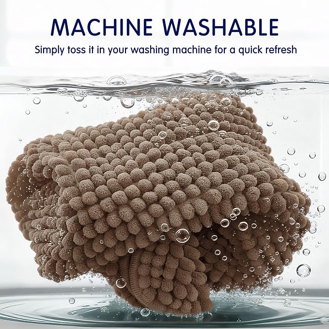 SUBRTEX Bathroom Rugs, 24" x 36" Chenille Bath Rug Soft Short Plush Bath Mat Soft Shower Mat Water Absorbent Shower Mat Quick Dry Machine Washable, Brown