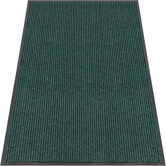 Indoor Outdoor Door Mat, 6’x 4' Doormat for Entryway, Rubber Backing Non Slip Front Door Mat Outside Entrance, Super Absorbent Commercial Floor Mat for Home Office, Green