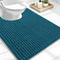 OLANLY Thick Toilet Rugs U-Shaped 24x20, Extra Soft Absorbent Shaggy Chenille Contour Bathroom Rugs for Toilet, Dry Quickly, Machine Washable, Non-Slip Bath Mat, Peacock Blue