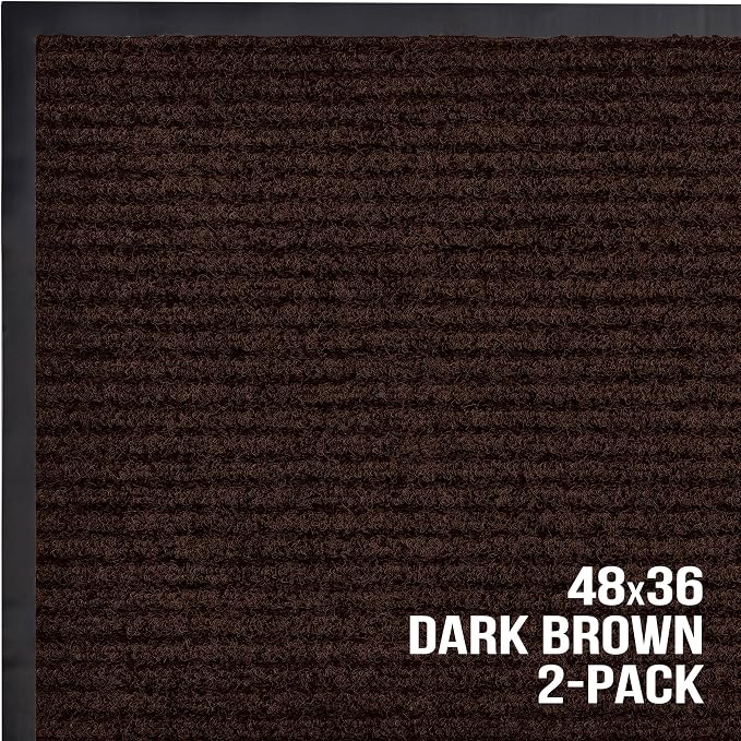 Sierra Concepts Front Door Mat X-Large Welcome Floor Mats - Entryway Indoor Outdoor Entrance Doormat, Patio, Porch, Muddy Dog Shoe, Inside Outside Low Profile 48x36in, 2-Pack Dark Brown
