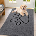 Smiry Dog Door Mat for Muddy Paws, Absorbent Dirt Trapper Non Slip Quick Dry Washable Chenille Mat for Mud Dogs, Entry Rug for Indoor and Outdoor (47x32 Inches, Dark Grey and Black)
