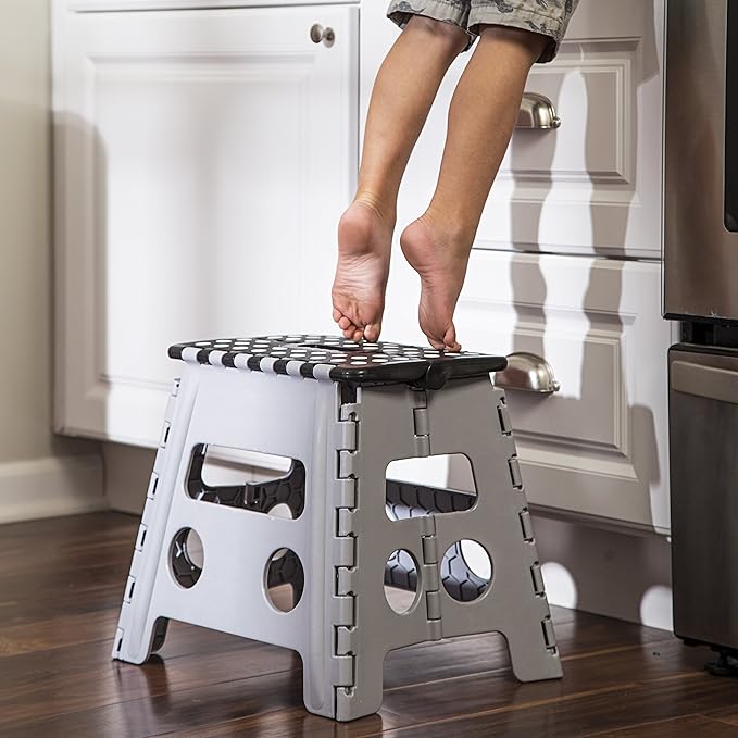 Honey-Can-Do TBL-02977 Folding Step Stool with Anti-Slip Surface, 12.8-Inch,Multicolor, 300 lbs