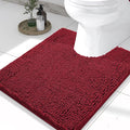 Smiry Luxury Chenille Toilet Rugs U-Shaped 20x20, Soft Absorbent Non-Slip Contour Bathroom Rugs for Toilet, Machine Washable Contoured Bath Mats, Red
