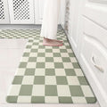 Beige Sage Checkered Grid Checkerboard Kitchen Rug Sets [2 PCs], Anti-Fatigue, Waterproof Non-Slip Kitchen Mats Heavy Duty Comfort Foam Rug for Kitchen, Floor, Laundry,17"x29"+17"x47"
