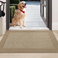 BEQHAUSE Indoor Door Mat 24" x 36", Dirt Trapper Door Mats Non-Slip Entryway Rugs Washable, Resist Dirt Absorbent Welcome Mat, Low Profile Floor Mats for Front Back Door and Entryway, Beige