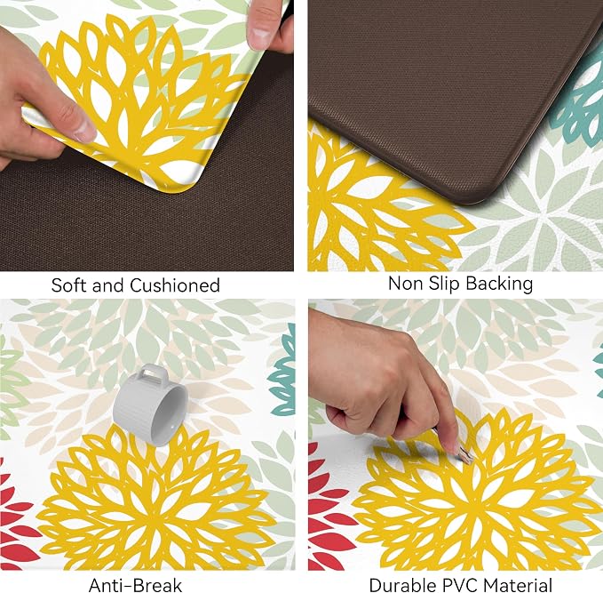 Kitchen Mats Set of 2 Cushioned Anti Fatigue Kitchen Rugs Non Slip Waterproof Kitchen Runner Rug Memory Foam Kitchen Floor Mat Comfort Standing Mat for Sink,Laundry