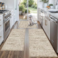 Kitchen Rugs Sets of 3,Washable Non-Slip Kitchen Mats for Hardwood Floor, Boho Farmhouse Kitchen Runner Rug for Sink,Entryway & Hallway & Bathroom (Beige Brown, 2x3+2x4+2x5)