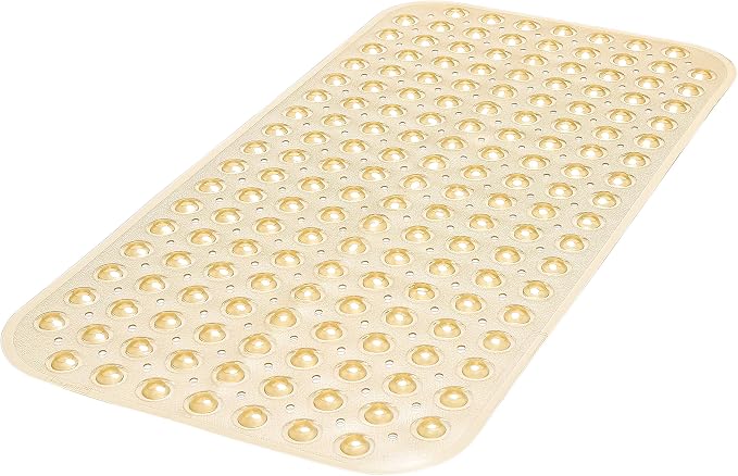 Large Non-Slip Bathtub & Shower Mat 31"x16" (Smooth/Non-Textured Tubs Only) Safe, Clean, Machine-Washable, Superior Grip&Drainage, Vinyl, Transparent Light Brown,Medium