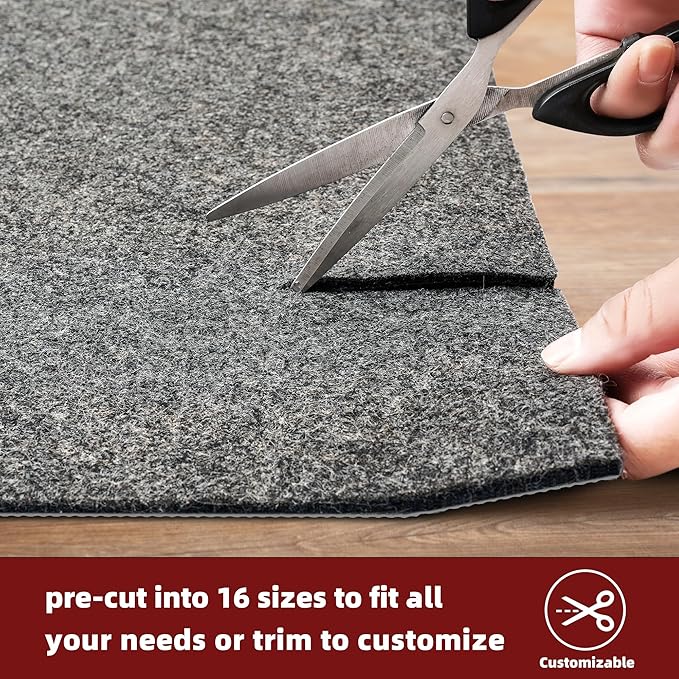 BAGAIL Felt and Natural Rubber Backing Rug Pads 3/8” Thick, 4 x 6 Ft Non Slip Carpet Gripper Keep Rugs in Place, Under Area Rug Protective Cushioned Pads, Carpet Runners, Hardwood Floors Protection