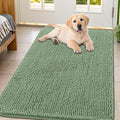 Smiry Dog Door Mat for Muddy Paws 47x32, Absorbent Dirt Trapper, Non-Slip Washable Chenille Entryway Rug for Inside Floor, Olive Green, Classic Solid