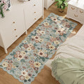DUKINO 2x6 Runner Rug for Hallway, Washable Kitchen Rug with Non Slip Backing & Non-Shediing, Soft Low Pile Floral Design Runner for Bedroom, Kithchen, Living Room, Laundry, Bathroom, Sage Green