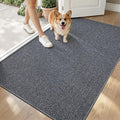 LUMI Ultra Thin Indoor Door Mat for Entrance 36"x56", Non Slip Entryway Mat, Low Profile Doormat, Unique Herringbone Design Carpet for Inside, Patio, Porch, Navy Gray