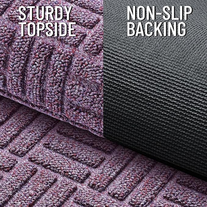 OLANLY Front Door Mat Outside Entrance 71x47, Absorbent, Heavy Duty Sturdy Natural Rubber Doormat Indoor Outdoor, Non-Slip, Stain and Fade Resistant, Low Profile Floor Mat for Entryway, Violet