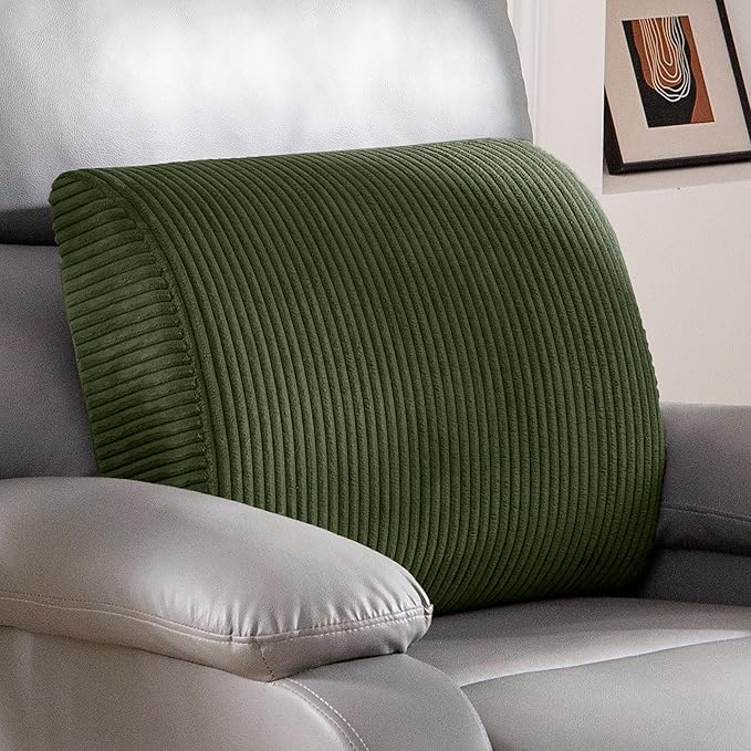 Lumbar Support Pillow for Recliner Chair/Accent Chair/Couch, Extra Large Memory Foam Back Support Cushion for Elderly, Recliner Cushions for Back Rest, Pain Relief, Reading, Washable Cover, Dark Green