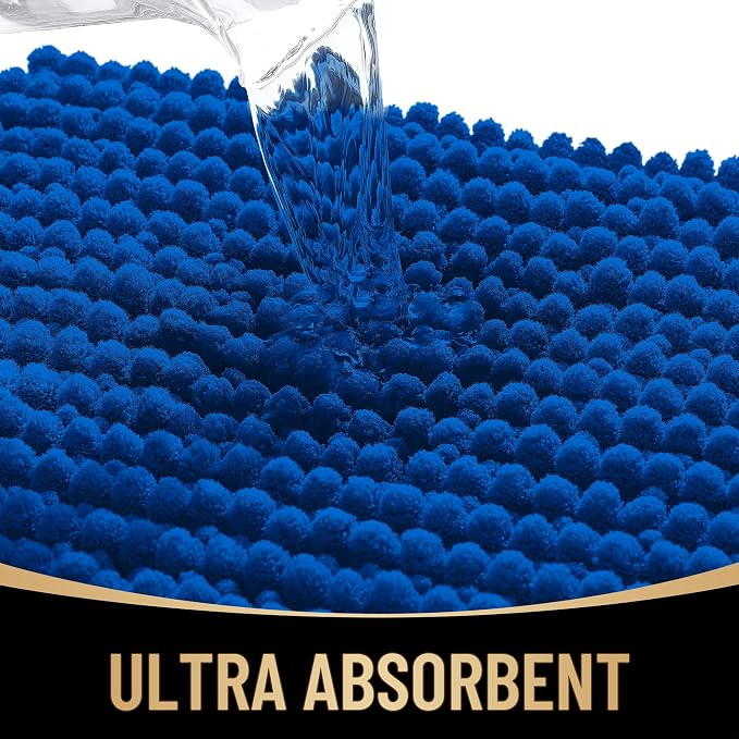 OLANLY Thick Bathroom Runner Rugs 44x24, Extra Soft Absorbent Chenille Bath Rugs, Rubber Backing, Machine Wash Dry, Long Bath Mats for Bathroom, Tub and Shower, Home Decor Accessories, Royal Blue