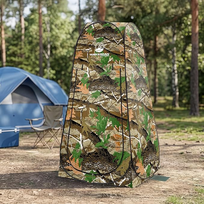 Wakeman Pop Up Changing Tent, 3.3 x 3.3 x 6.2ft, Camping Shower Tent for Portable Toilet Stall or Dressing Room with Carry Bag for Camping, Beach, or Tailgate, Polyester