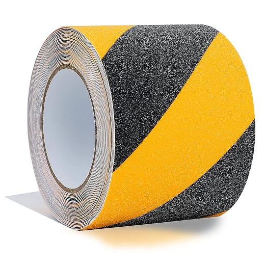 COSIMIXO 4" x 35Ft Black&Yellow Heavy Duty Anti Slip Tape for Stairs Outdoor/Indoor Waterproof Grip Tape Safety Non Skid Roll for Stair Steps Traction Tread Staircases Anti-Slip Strips…