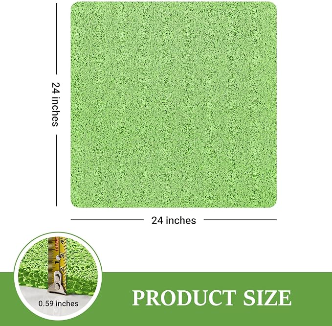 LuxStep Shower Mat Bathtub Mat,24x24 inch, Non-Slip Bath Mat with Drain, Quick Drying PVC Loofah Bathmat for Tub,Shower,Bathroom (Grass Green)