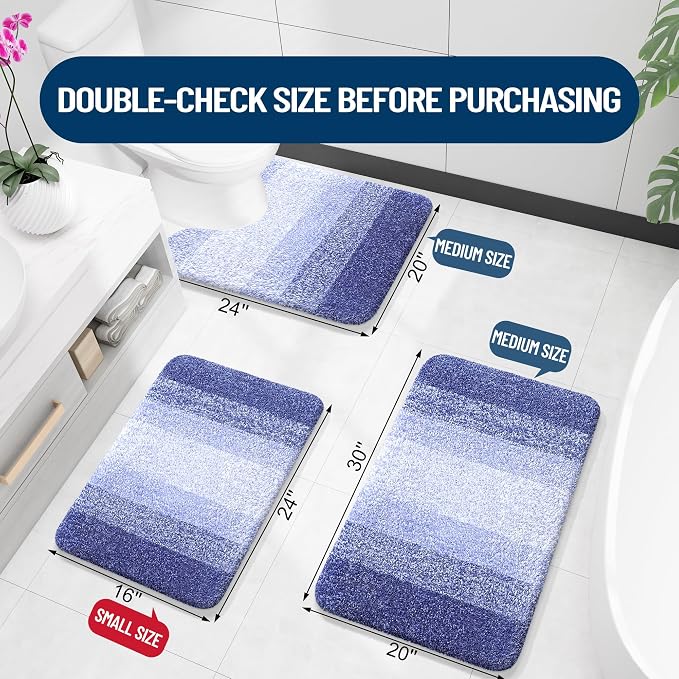 OLANLY Bathroom Runner Rugs Mat 59x20, Extra Soft Absorbent Microfiber Bath Rugs, Rubber Backing, Quick Dry, Washable Long Bath Mats for Bathroom, Tub and Shower, Home Decor Accessories, Blue-Violet