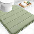 OLANLY Memory Foam Toilet Rugs U Shaped 24x20, Super Soft Absorbent Contour Bath Rugs, Quick Dry, Machine Washable Toilet Mat, Bathmat Floor Carpet, Bathroom Home Decor Accessories, Sage Green