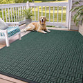 OLANLY Front Door Mat Outside Entrance 71x47, Absorbent, Heavy Duty Sturdy Natural Rubber Doormat Indoor Outdoor, Non-Slip, Stain and Fade Resistant, Low Profile Floor Mat for Entryway, Black Green