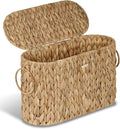 efluky Toilet Paper Storage Basket, Water Hyacinth Slim Toilet Paper Holder with Lid- Holds Up to 9 Mega Rolls, Home Bathroom Decor Organizer
