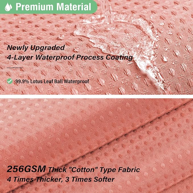 Dynamene Extra Long Shower Curtain - 84 Inch Long Waffle Weave Heavy Duty Fabric Bathroom Shower Curtain, Neutral Weighted Hotel Thick Bath Curtain Set with 12 Plastic Hooks,72x84, Coral