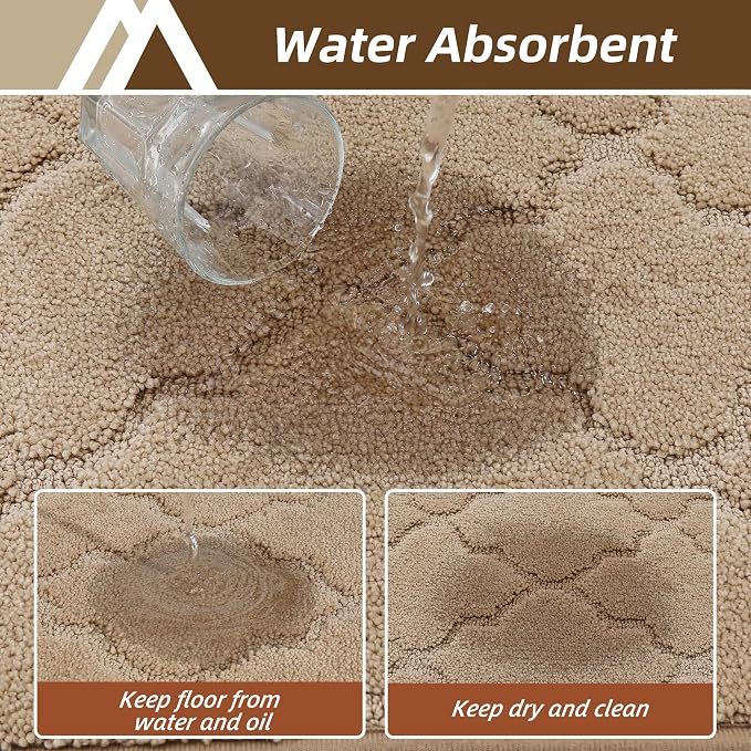 COSY HOMEER Kitchen Rugs 24"x36" Non-Slip Washable Kitchen Mats for Floor Absorbent Kitchen Carpet Soft Rugs for Kitchen,Sink Mat,Entrance,Area Rug,Beige