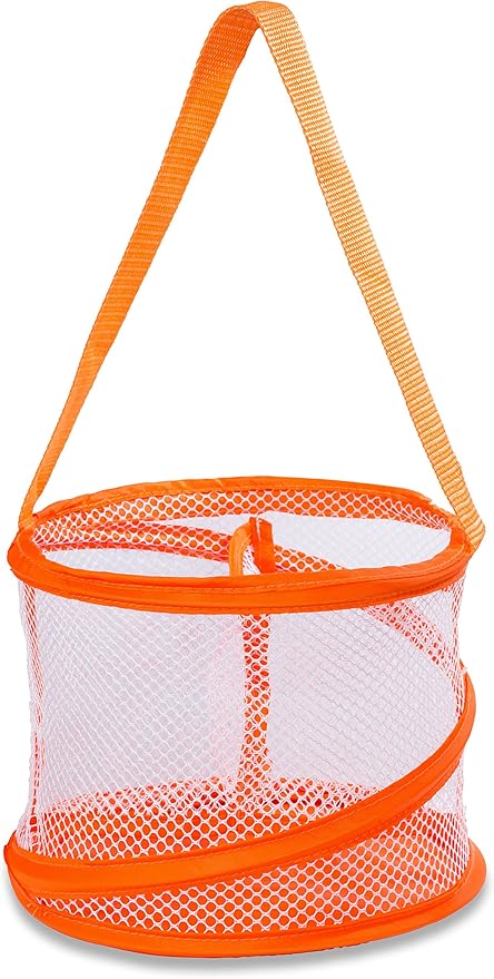 Handy Laundry Portable Shower Caddy – Collapsible Mesh Organizer with Handle, Quick Dry, Large Compartments for Dorm, College, Gym, Travel, Camp, Bathroom Essentials (Orange)