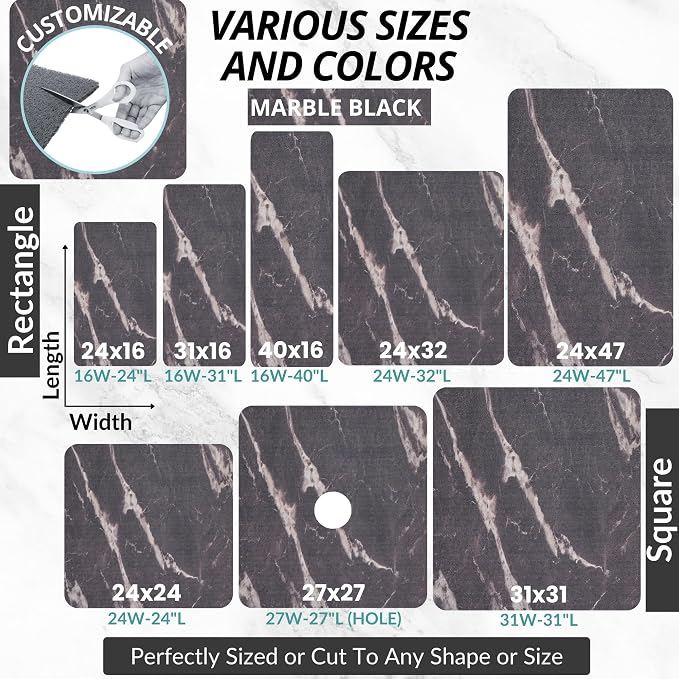 Non Slip Bathtub Mat Shower Mat for Tub - Loofah Bath Mats for Bathroom - 40x16 Bathtub Floor Mat - Textured Anti Slip Bath Mat Without Suction Cups - Secure Mat for Wet Areas (40x16 Marble Black)