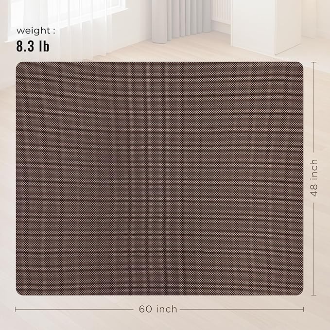 Office Chair Mat for Hard Floors,48"x60" Anti-Slip Waterproof Hardwood Floor Chair Mat,Heavy Duty Floor Protector Rolling Chairs for Home Office(Coffee)