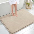OLANLY Thick Memory Foam Large Bathroom Rugs 40x32, Extra Soft Absorbent Bath Rug, Quick Dry Bath Mats, Non-Slip, Machine Washable Carpet for Bathroom, Tub and Shower, Home Decor Accessories, Beige