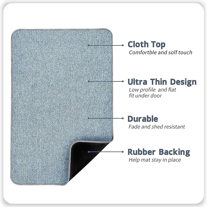 Bosap Bathroom Rugs Set 2 Pieces,Thin Bathroom Mats,Toilet Rugs,Quick Dry,Non-Slip,Machine Washable,Low Pile,Absorbent Bath Mats,Shower,Sink,Home Decor Accessories.Blue,1'5"x2'3"+1'8"x2" U Shape