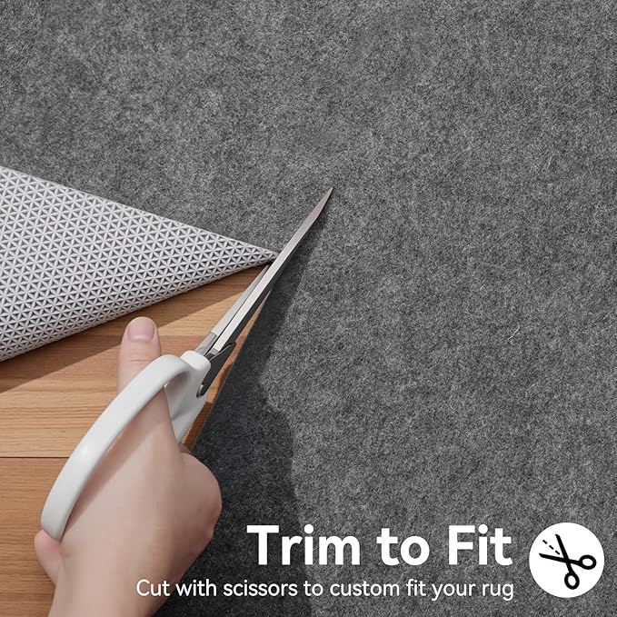 Songrey Non Slip Rug Pad Gripper 8x10 Ft, Thick Felt Fabric with Anti Skid Backing, Carpet Pad for Hardwood Floors, Keep Area Rugs in Place and Safe