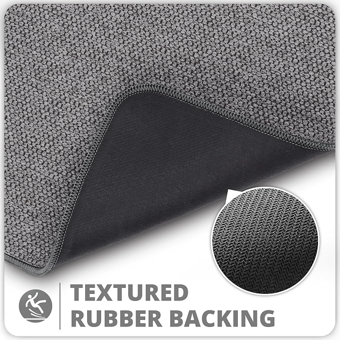 Bosap Bath Mat,Ultra Thin Bathroom Runner Rugs,Large Bath Mats for Bathroom,Quick Dry,Non-Slip,Machine Washable,Low Pile,Bath Rug,Shower Outside,Sink,Home Decor Accessories.Dark Grey,3'x6'(36x72inch)
